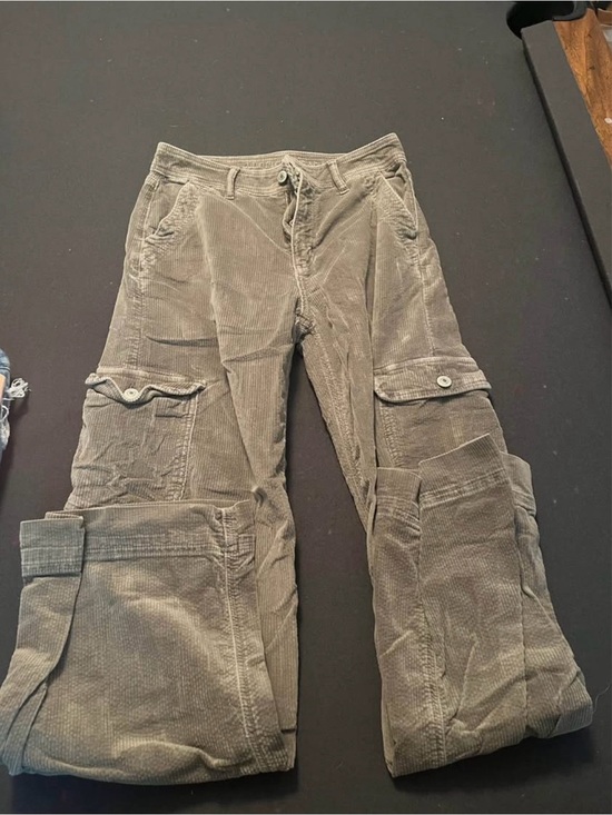 American Eagle Outfitters Pants - American Eagle Outfitters Olive Green Wide Leg Cargo Corduroy Pants